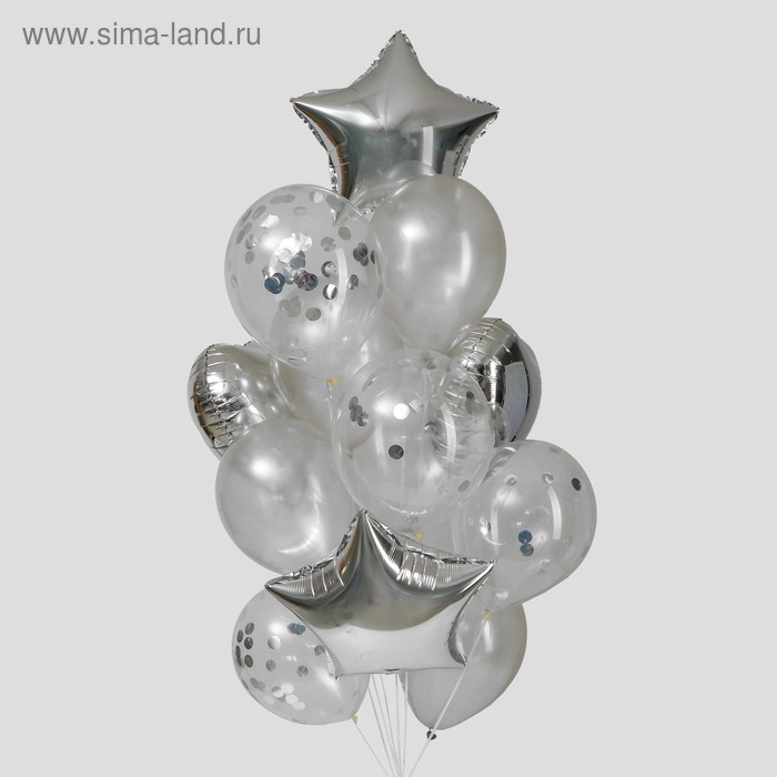 Букет из шаров "Серебро", фольга, латекс, набор 14 шт.
Букет из шаров "Серебро", фольга, латекс, набор 14 шт.