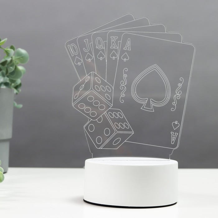 Светильник "Игральные карты" LED белый от сети 9,5х13,5х18,5см
Светильник "Игральные карты" LED белый от сети 9,5х13,5х18,5см