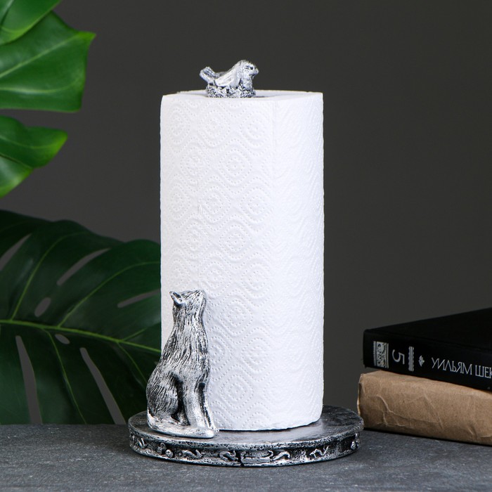 фото Подставка для бумажного полотенца "кошка с птичкой" 33х16х16см хорошие сувениры