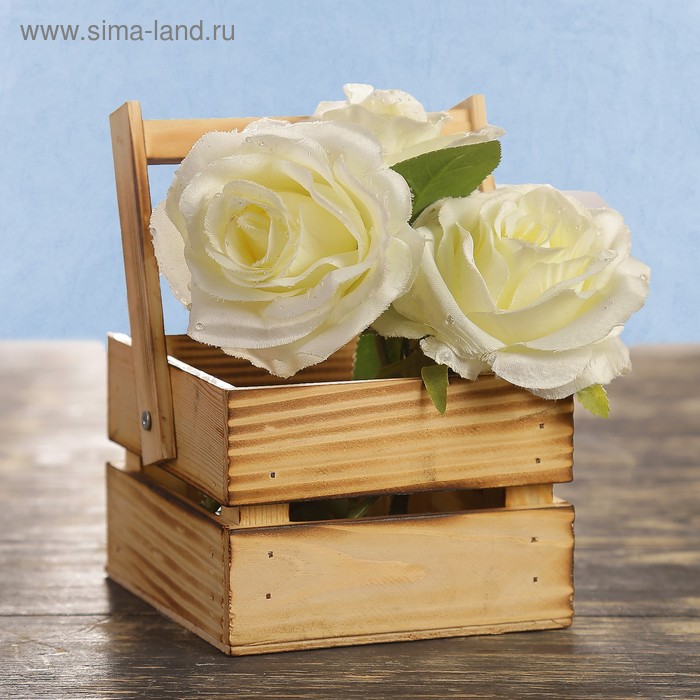 Кашпо деревянное 12×11×9 см "Однушка Лайт", двухреечное, обжиг Дарим Красиво