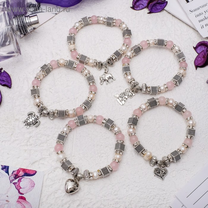 Браслет с подвеской "Жемчуг" с розовым кварцем
Браслет с подвеской "Жемчуг" с розовым кварцем