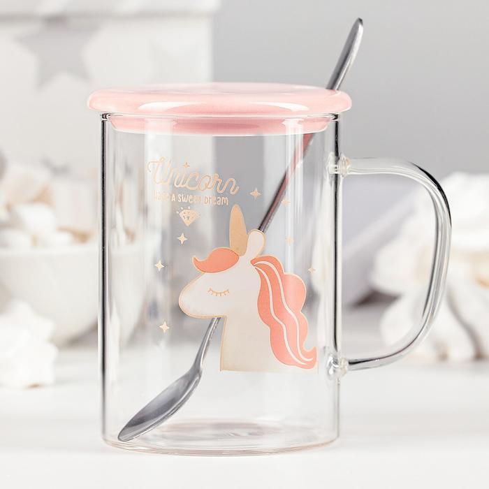 Кружка «Привет, единорог», 400 мл, с керамической крышкой и ложкой, рисунок МИКС
Кружка «Привет, единорог», 400 мл, с керамической крышкой и ложкой, рисунок МИКС