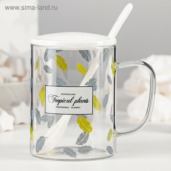Кружка «Листья», 450 мл, с крышкой и ложкой, рисунок МИКС
Кружка «Листья», 450 мл, с крышкой и ложкой, рисунок МИКС