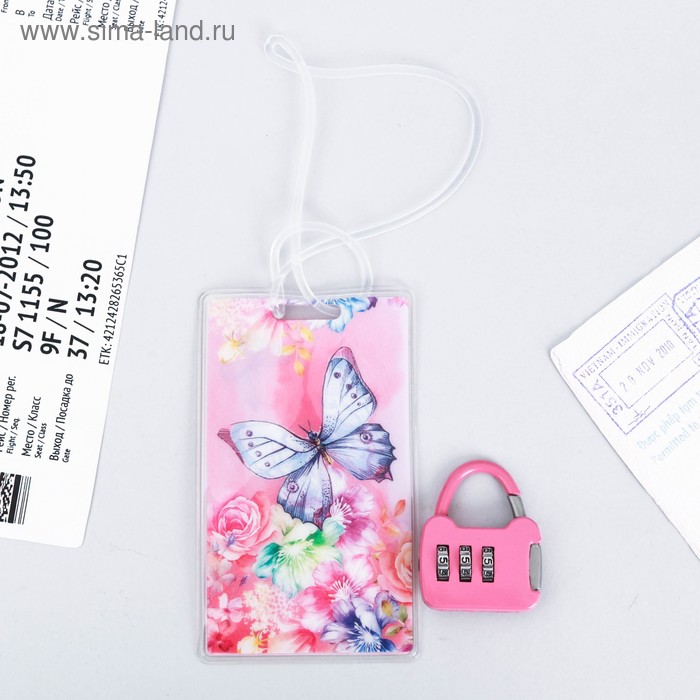 фото Дорожный набор «бабочки»: багажная бирка, замок