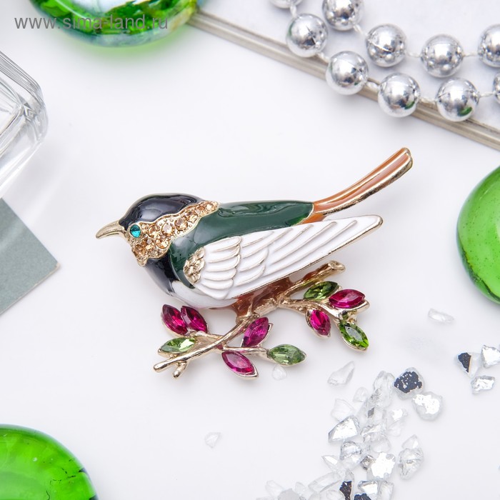 Брошь "Птичка-синичка", цвет зелёный в кофейном золоте
Брошь "Птичка-синичка", цвет зелёный в кофейном золоте