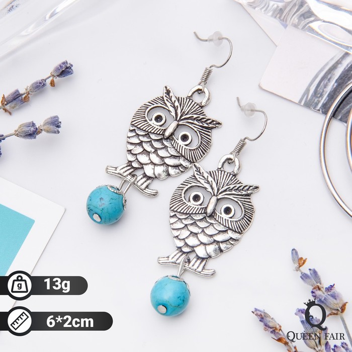 Серьги "Бирюзовый мир" сова нахохлившаяся, цвет голубой в чернёном серебре
Серьги "Бирюзовый мир" сова нахохлившаяся, цвет голубой в чернёном серебре