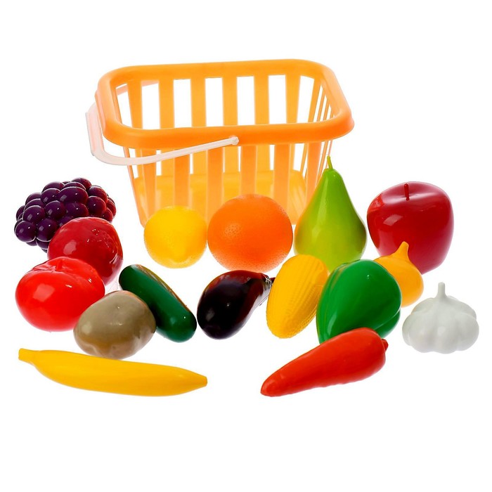 фото Набор «фрукты и овощи» в корзине, 17 предметов, цвета микс совтехстром