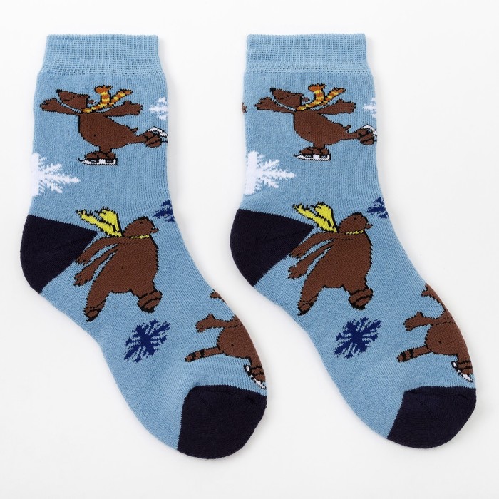 фото Носки детские махровые, цвет голубой, размер 18-20 носкофф