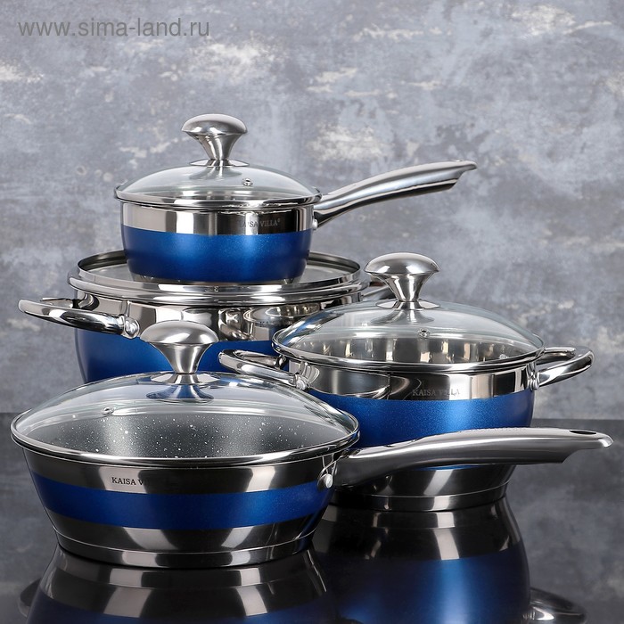 Набор кастрюль «Блу», 4 предмета: кастрюли 5,1/3,2 л, ковш 1,6 л, сотейник с антипригарным покрытием 3,4 л 
Набор кастрюль «Блу», 4 предмета: кастрюли 5,1/3,2 л, ковш 1,6 л, сотейник с антипригарным покрытием 3,4 л