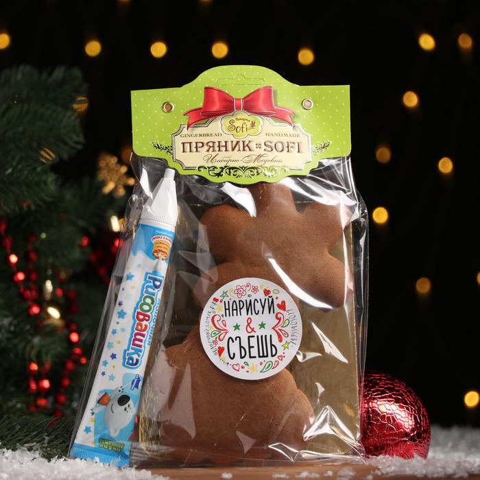 фото Набор для творчества "рисовашка" 2 имбирно-медовых пряника тёмное тесто, 90 г пекарня sofi