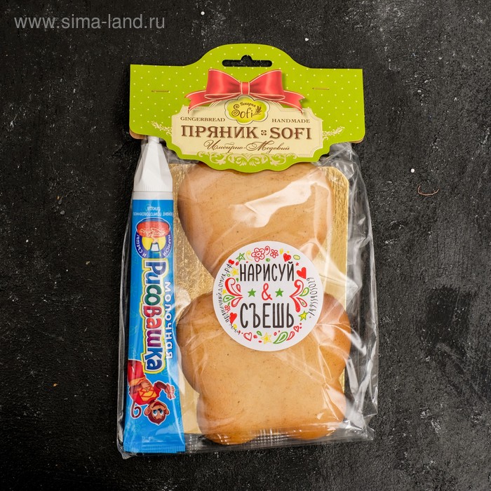 фото Набор для творчества "рисовашка" 2 имбирно-медовых пряника белое тесто, 90 г пекарня sofi