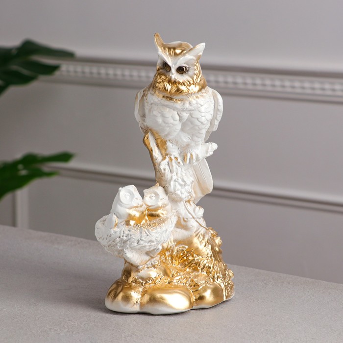 Статуэтка "Сова с гнездом", бело-золотистая, гипс, 26 см
Статуэтка "Сова с гнездом", бело-золотистая, гипс, 26 см