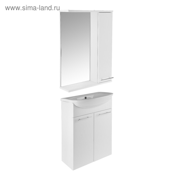 Комплект мебели Акварель 55 тумба+раковина+зеркало, цвет Белое дерево
Комплект мебели Акварель 55 тумба+раковина+зеркало, цвет Белое дерево
