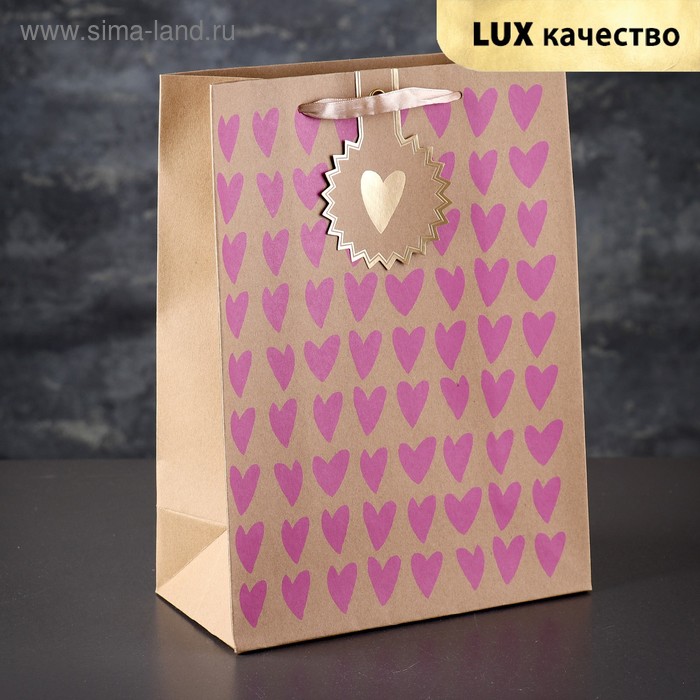 Пакет крафт "Сердечки", люкс, 30 х 10 х 22 см
Пакет крафт "Сердечки", люкс, 30 х 10 х 22 см