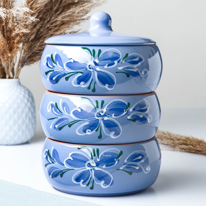 Набор для холодца "Русский" 3х0,9л, голубой, плёнка 
Набор для холодца "Русский" 3х0,9л, голубой, плёнка