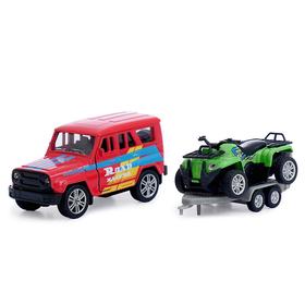 Набор металл инерционных машинок: Uaz Hunter, 11,5 см с квадроциклом на прицепе, 7,5 см, инерционная, МИКС
Набор металл инерционных машинок: Uaz Hunter, 11,5 см с квадроциклом на прицепе, 7,5 см, инерционная, МИКС