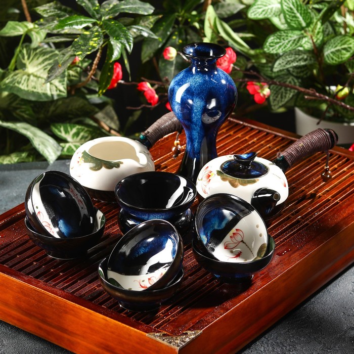 Набор для чайной церемонии «Лотос», 10 предметов: чайник 150 мл, 6 чашек 50 мл, чахай 150 мл, сито, ваза
Набор для чайной церемонии «Лотос», 10 предметов: чайник 150 мл, 6 чашек 50 мл, чахай 150 мл, сито, ваза