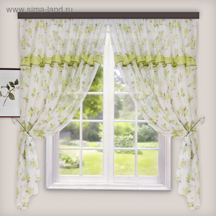 Комплект штор для кухни Цветы 280х160 см, зеленый, пэ 100%
Комплект штор для кухни Цветы 280х160 см, зеленый, пэ 100%
