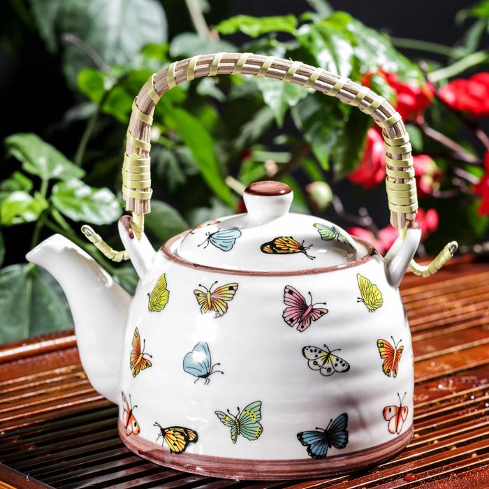 фото Чайник заварочный «бабочки», 600 мл, с металлическим ситом
