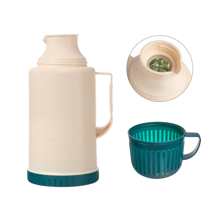 фото Термос 1.2 л, со стеклянной колбой, сохраняет тепло 18 ч, 15 х 28 см, белый take it easy