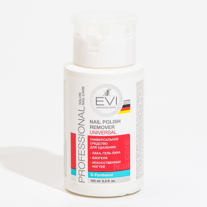 Универсальное средство для снятия всех видов лака EVI professional с помпой-дозатором, 150 м
Универсальное средство для снятия всех видов лака EVI professional с помпой-дозатором, 150 м
