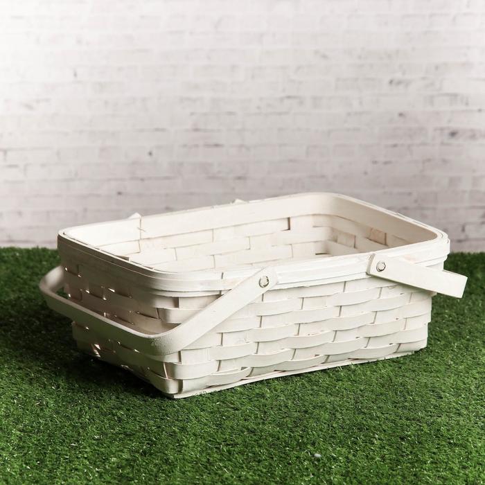 фото Корзина «плетёнка», белая, 31,5×12×25,5 см, шпон