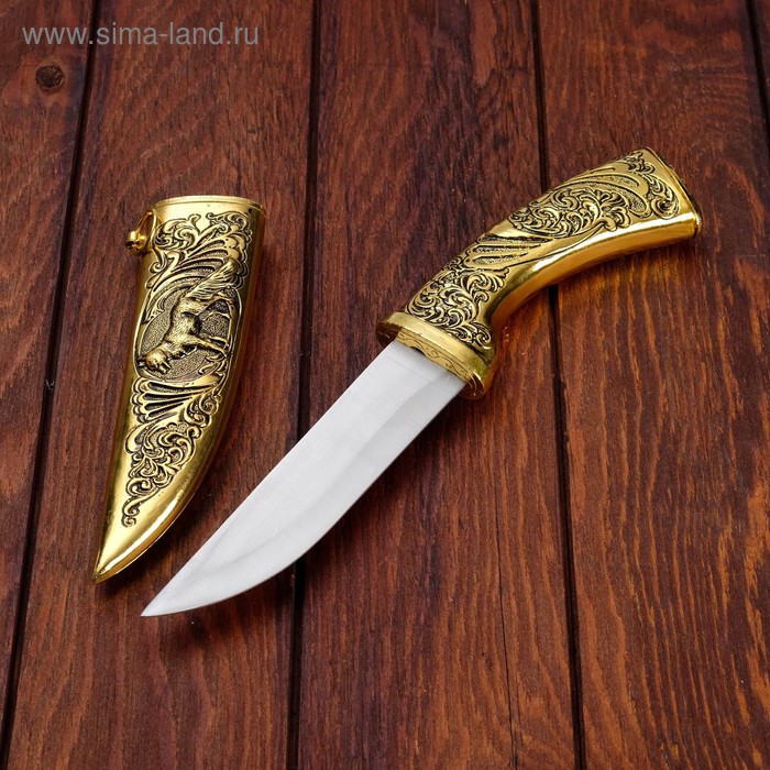 Сувенирный нож, рукоять под золото, расписная объемная, на ножнах пес, 5х30 см
Сувенирный нож, рукоять под золото, расписная объемная, на ножнах пес, 5х30 см