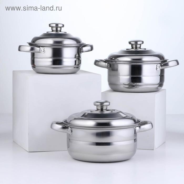 Набор посуды «Базис», 3 кастрюли 16/18/20 см, с металлическими крышками, индукция
Набор посуды «Базис», 3 кастрюли 16/18/20 см, с металлическими крышками, индукция