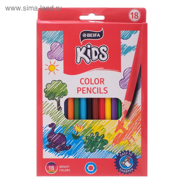 Карандаши 18 цветов Beifa "Яркий мир", на масляной основе
Карандаши 18 цветов Beifa "Яркий мир", на масляной основе