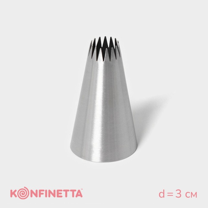 Насадка кондитерская KONFINETTA «Французская звезда», d=3 см, выход d=1 см, нержавеющая сталь
Насадка кондитерская KONFINETTA «Французская звезда», d=3 см, выход d=1 см, нержавеющая сталь