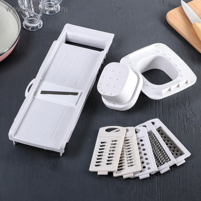 Тёрка «Помощник», 6 сменных насадок, держатель
Тёрка «Помощник», 6 сменных насадок, держатель