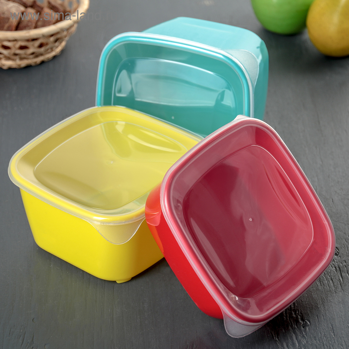 Набор контейнеров квадратных, 3 шт: 0,8 л, 1,2 л, 1,6 л, цвет МИКС 
Набор контейнеров квадратных, 3 шт: 0,8 л, 1,2 л, 1,6 л, цвет МИКС