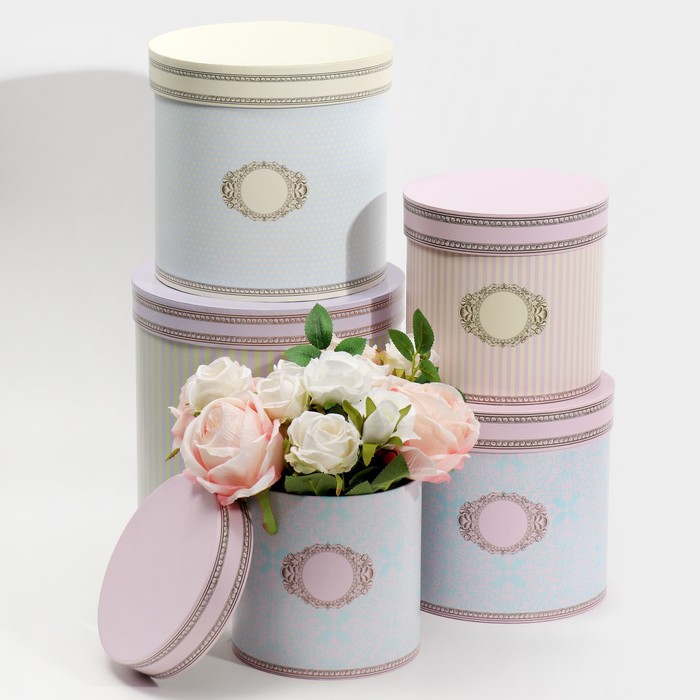 Набор круглых подарочных коробок 5 в 1 «Ладури», 23 × 23 × 25‒15 × 15 × 15 см
Набор круглых подарочных коробок 5 в 1 «Ладури», 23 × 23 × 25‒15 × 15 × 15 см