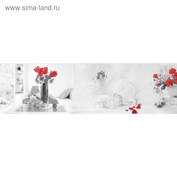 фото Кухонный фартук 2100х600 мм, закалённое стекло 4 мм, 6 отверстий под крепёж, цвет арт57