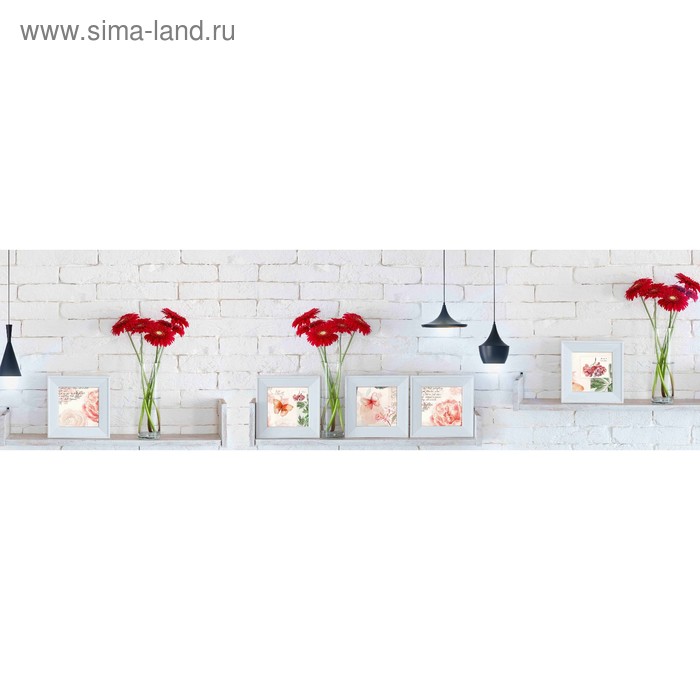 фото Кухонный фартук 2100х600 мм, закалённое стекло 4 мм, 6 отверстий под крепёж, цвет арт677