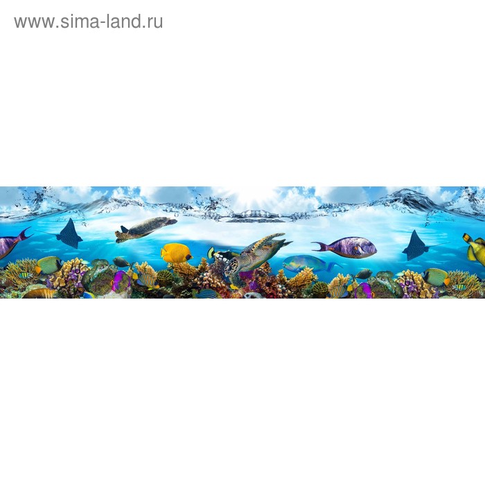 фото Кухонный фартук 2600х600 мм, закалённое стекло 4 мм, 6 отверстий под крепёж, цвет арт730