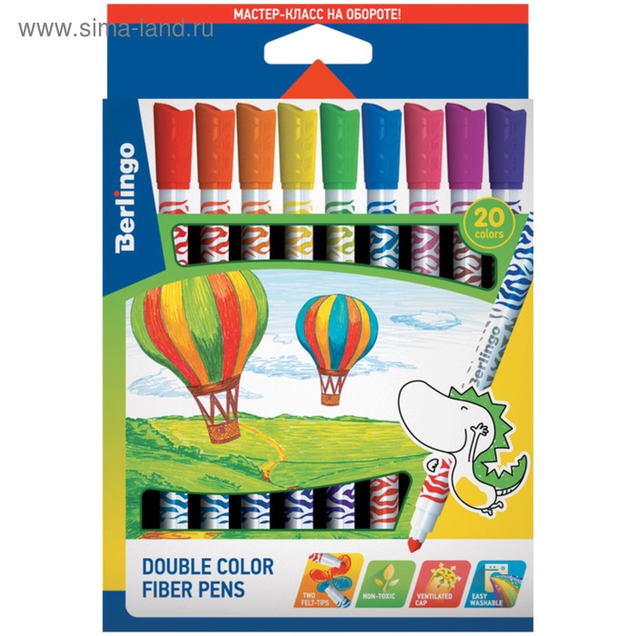 Фломастеры Berlingo "Воздушные шары", двухсторонние, 20 цветов, 10 штук , утолщённые
Фломастеры Berlingo "Воздушные шары", двухсторонние, 20 цветов, 10 штук , утолщённые