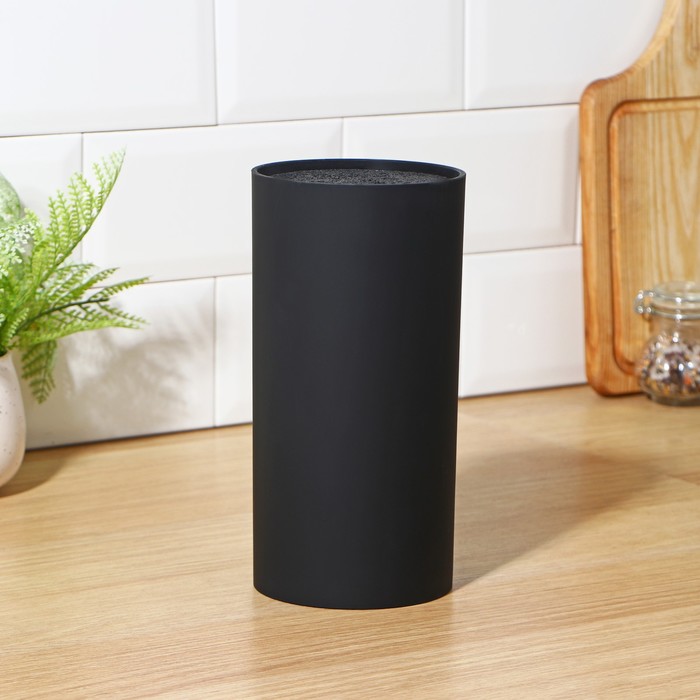 фото Подставка для ножей с наполнителем доляна «нео», 22×11 см, покрытие soft-touch, цвет чёрный