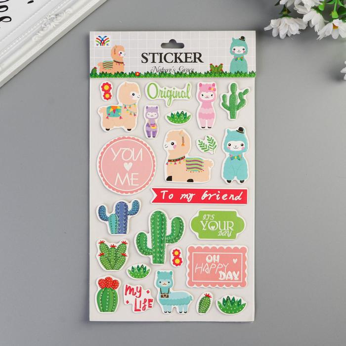 Наклейка картон "Ламы и кактусы" 28х14 см
Наклейка картон "Ламы и кактусы" 28х14 см