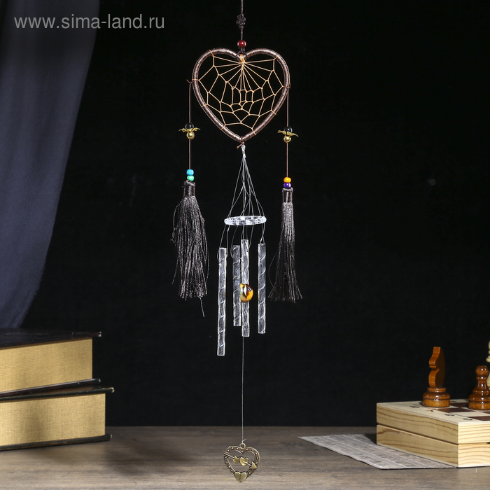 Музыка ветра с ловцом снов "Сердце с кисточками и сердце" 4 трубки d=10,5 длина 45 см 
Музыка ветра с ловцом снов "Сердце с кисточками и сердце" 4 трубки d=10,5 длина 45 см