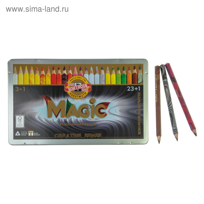 Карандаши 24 цвета Koh-I-Noor 3408 Magic + карандаш-блендер, в металлическом пенале
Карандаши 24 цвета Koh-I-Noor 3408 Magic + карандаш-блендер, в металлическом пенале