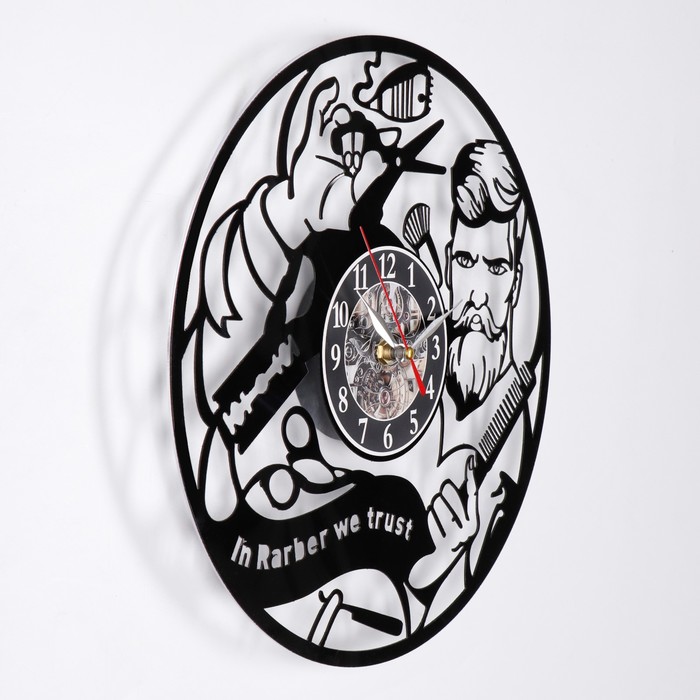 фото Часы настенные, серия: интерьер, "барбершоп", плавный ход, 30 х 30 см