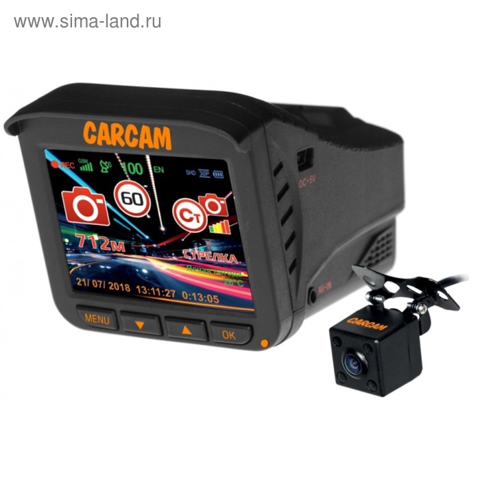 фото Видеорегистратор + радар-детектор каркам комбо 5s, две камеры, 2.4", обзор 160°, 2304 х 1296 41650 carcam