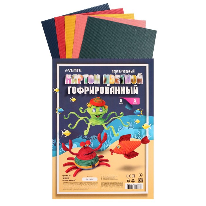 Картон цветной гофрированный, перламутровый, А4, 5 листов х 5 цветов, deVENTE, 250 г/м2, в пластиковом пакете с европодвесом
Картон цветной гофрированный, перламутровый, А4, 5 листов х 5 цветов, deVENTE, 250 г/м2, в пластиковом пакете с европодвесом