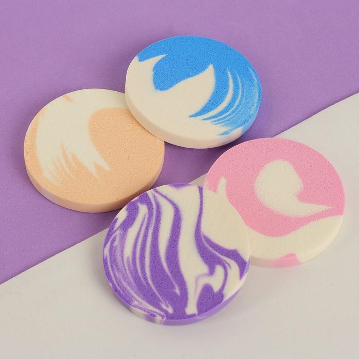 Набор спонжей для нанесения косметики «Круги», d = 5,5 см, 4 шт, разноцветный
Набор спонжей для нанесения косметики «Круги», d = 5,5 см, 4 шт, разноцветный