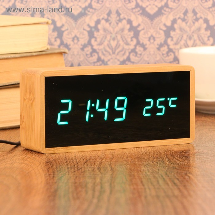 Часы-будильник электронные, с подсветкой, дата, зелёные цифры, 4ААА, 15×4×7 см
Часы-будильник электронные, с подсветкой, дата, зелёные цифры, 4ААА, 15×4×7 см
