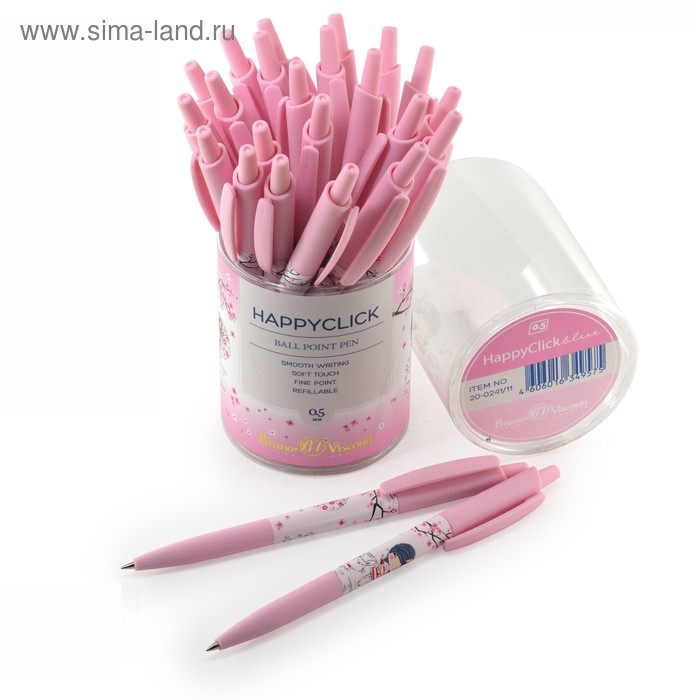 Ручка шариковая автоматическая, 0.5 мм, Bruno Visconti HappyClick Сакура, стержень синий, матовый корпус Silk Touch
Ручка шариковая автоматическая, 0.5 мм, Bruno Visconti HappyClick Сакура, стержень синий, матовый корпус Silk Touch