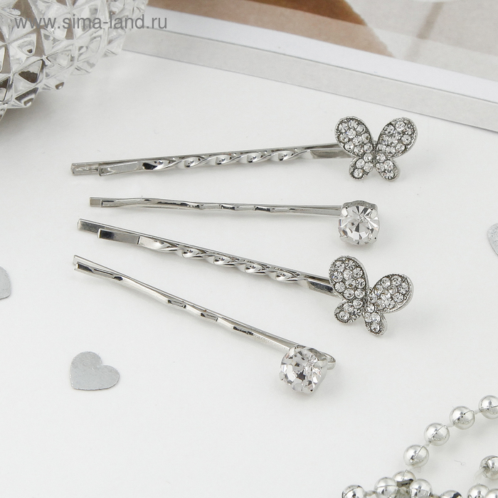 Невидимка для волос "Кварта" 5,5 см (набор 4 шт.) две бабочки стразы, серебристые
Невидимка для волос "Кварта" 5,5 см (набор 4 шт.) две бабочки стразы, серебристые