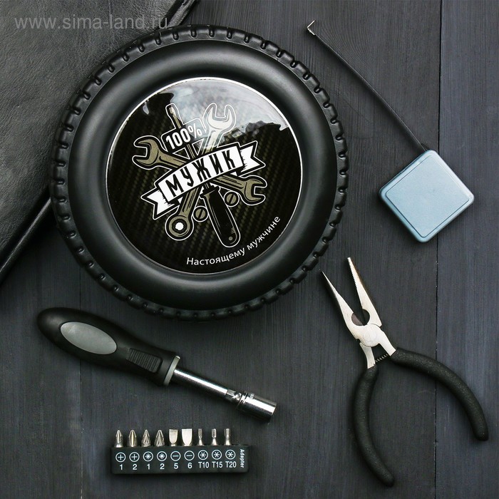 Набор инструментов в колесе "100% мужик", 24 предмета
Набор инструментов в колесе "100% мужик", 24 предмета