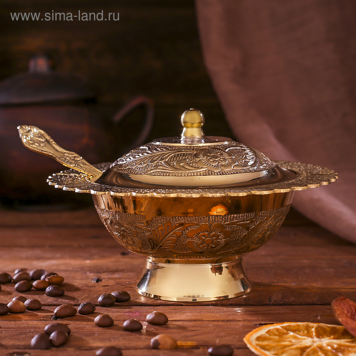 Сахарница латунь "Узоры" 14х14х10 см
Сахарница латунь "Узоры" 14х14х10 см